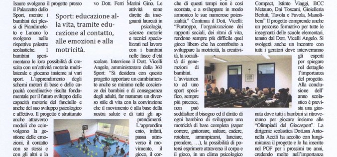 Articolo sul progetto «Giocasport a Scuola»