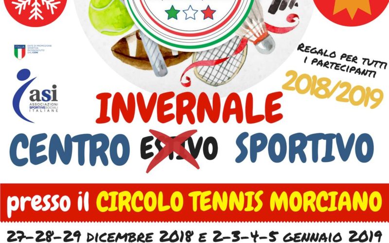 Dal 2 al 5 gennaio torna il centro invernale sportivo del Ct Morciano